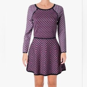 Juicy Couture Black Label Colorful Long Sleeve Jacquard Sweater Dress Medium